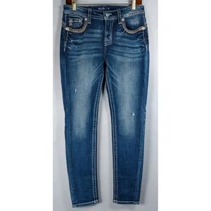 Miss‎ Me Womens Size 28 Mid Rise Skinny Embellished Flap Pocket Bootcut Jeans